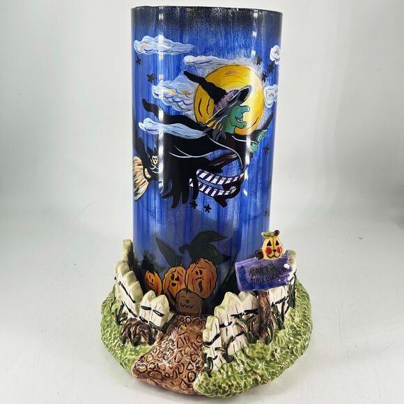 Vintage Rare Blue Sky Clayworks Halloween NightCandle Holder - Picture 1 of 9